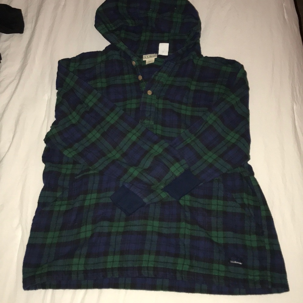 Vintage Hooded LLBean Flannel Pullover
